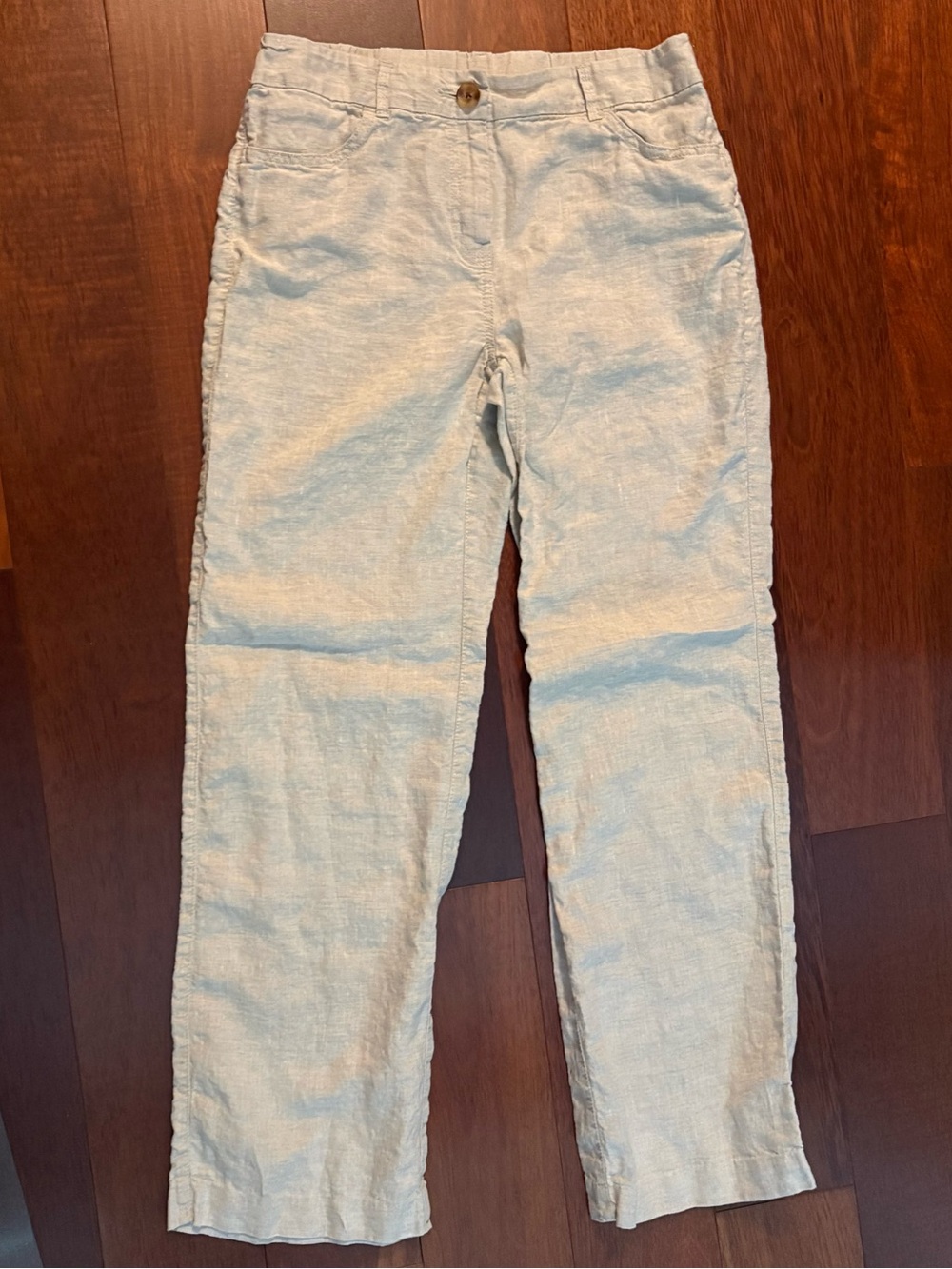 Chico's 00 100% Linen Pants Women's XS Beige Pockets Button Zip Lightweight